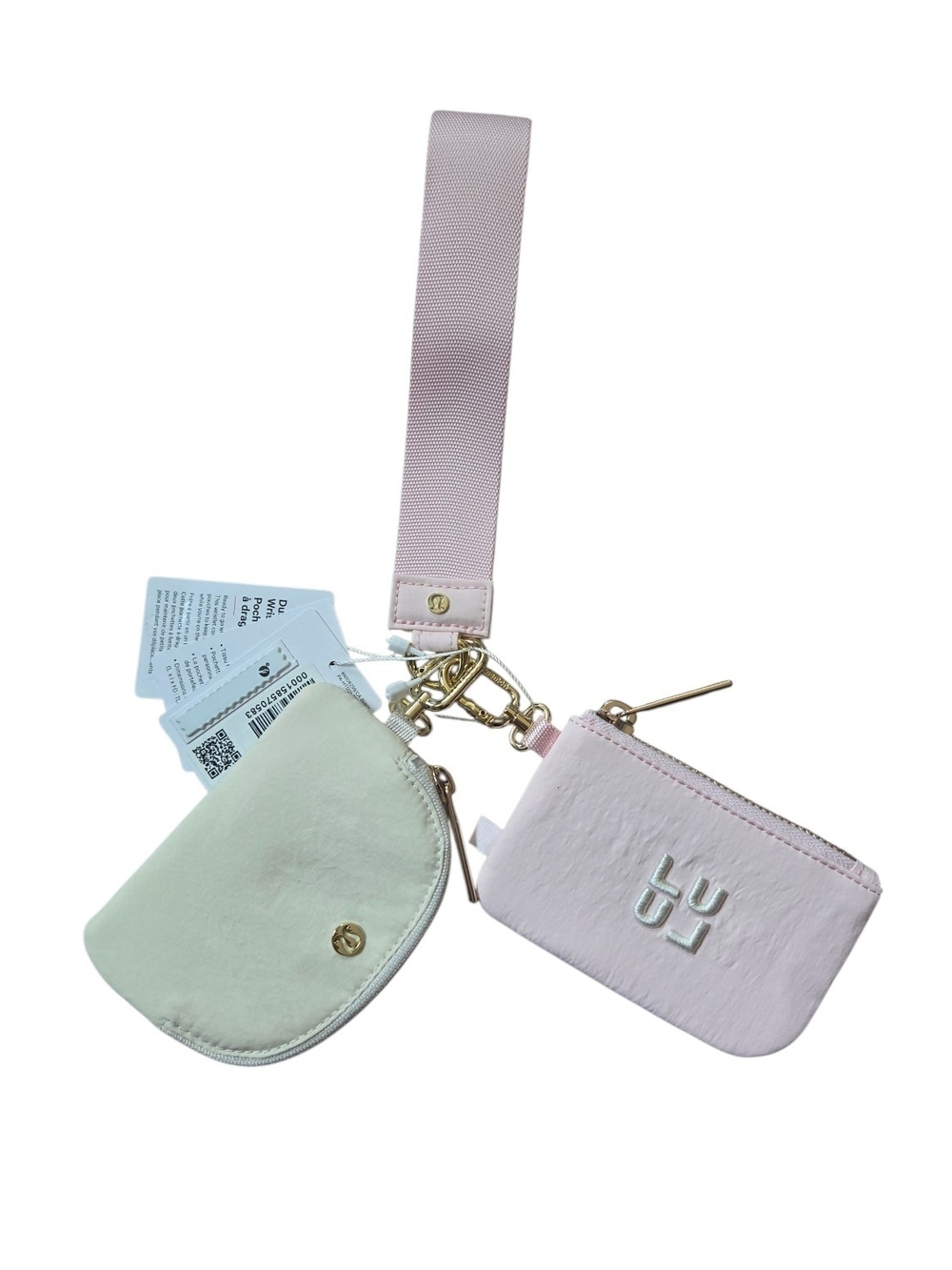 lululemon Dual Pouch Wristlet - Light Pink/Cream